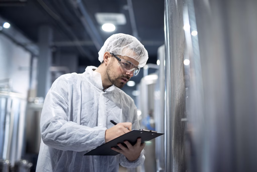 Technician controlling manufacturing process