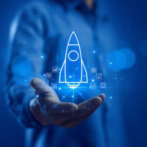 Project start imaged as a rocket launch