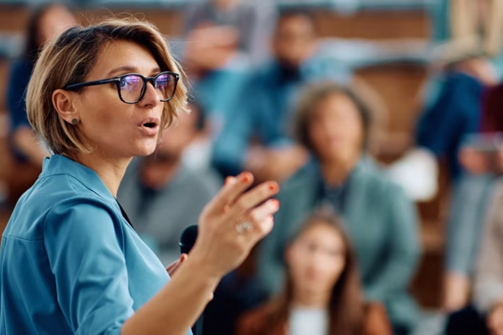 Course instructor with audience